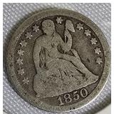 1850 Seated Liberty Dime, Type 2, with Stars and Drapery 1850 Seated Liberty Dime, Type 2, with Stars and Drapery