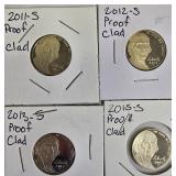 Jefferson Nickel Proof Clad from the years 2011, 2012, 2013, and 2015: Jefferson Nickel Proof Clad from the years 2011, 2012, 2013, and 2015: