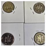 Roosevelt Dime's Proof Clad coins from 1987,1988,1990 & 1991 were made at the San Francisco mint. Roosevelt Dime's Proof Clad coins from 1987,1988,1990 & 1991 were made at the San Francisco mint.