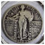 Two Standing Liberty Quarters minted in 1929. Two Standing Liberty Quarters minted in 1929.