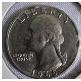 Two Washington quarters from 1964-D and 1965. Two Washington quarters from 1964-D and 1965.