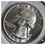 Two Washington quarters from 1964-D and 1965. Two Washington quarters from 1964-D and 1965.