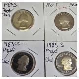 Washington Quarter Proof Clad Coins from 1981 to 1985 Washington Quarter Proof Clad Coins from 1981 to 1985