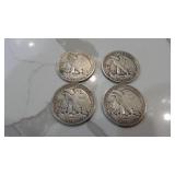 1-1937, 2-1941S,1-1942S Walking Liberty Half Dollars