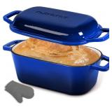 NutriChef 10' Enameled Cast Iron Bread Pan with Lid