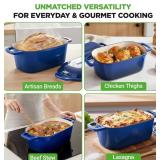 NutriChef 10' Enameled Cast Iron Bread Pan with Lid