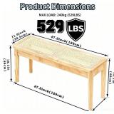 Godnoei 47' Rattan Wooden Bench