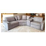 LR - LiveSmart Gray Sectional Sofa with Recliners