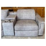 LR - LiveSmart Gray Sectional Sofa with Recliners