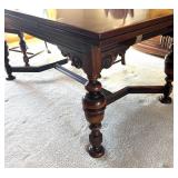 DR - Antique Jacobean-Style Antique Dining Table with Six Chairs