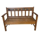 FE - Stylish Oak Bench with Slate Inlays