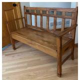 FE - Stylish Oak Bench with Slate Inlays