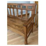 FE - Stylish Oak Bench with Slate Inlays