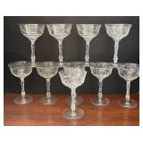 DR - Vintage Libbey Halifax Etched Stemware - 8 Glasses