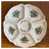 LR - Spode Christmas Tree Platter with Creamer, Sugar Bowl & Bowl