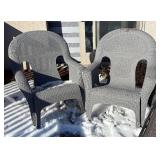 O - Two Grey Resin Patio Chairs