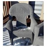 O - Two Grey Resin Patio Chairs