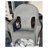 O - Two Grey Resin Patio Chairs