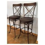LL -Bar Stool Pair with Iron X-Backs