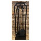 LL - Black Fireplace Tool Set with Stand - Brush, Shovel, Poker & Tongs