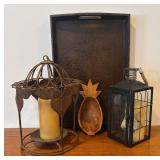 LL - Lantern Candleholders, Pineapple Wood Bowl & Tray