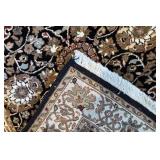 LR - Oriental Style Rug - Black Field with Ivory Border