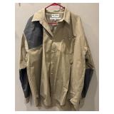 MR - Columbia Sportsman Shirt XXL - Khaki Cotton with Dark Shoulder Patches