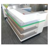 POS station with shelves for chips/snacks and cup dispenser POS station with shelves for chips/snacks and cup dispenser