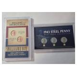1960 Lincoln Memorial Penny and 1943 Steel Penny Mint Mark Collection