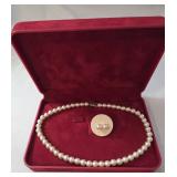 Vintage Faux Pearl Choker Necklace and Pierced Earrings