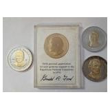 Gerald R Ford , Abraham Lincoln, Ronald Reagan Commemorative Coins