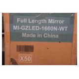 White Framed Full Length Mirror with LED Lighting - 16"x60"