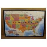 Framed Map of the United States of America - 22" x 38"