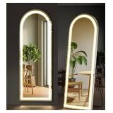 White Framed Full Length Mirror with LED Lighting - 16"x60"