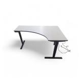 Power Sit Stand Desk with Memory Settings measures 70" wide / 46" deep / Adjusts between 24.5" to 50" tall Right Return