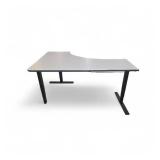Power Sit Stand Desk with Memory Settings measures 70" wide / 46" deep / Adjusts between 24.5" to 50" tall Right Return