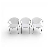 2 White Chrome Bernhardt Stacking Chairs