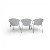 2 White Chrome Bernhardt Stacking Chairs