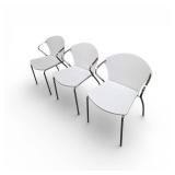 2 White Chrome Bernhardt Stacking Chairs