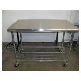 Stainless Steel Work Table with Lower Shelf on Locking Casters