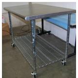 Stainless Steel Work Table with Lower Shelf on Locking Casters