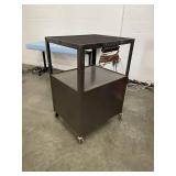 Rolling / Mobile Metal Cart with Storage Cabinet and Built-in Power Cable