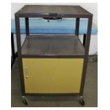 Rolling / Mobile Metal Cart with Storage Cabinet and Built-in Power Cable