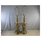 (BS) 2 Brass Lamps - 28" Tall...