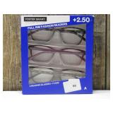 Foster Grant +2.50 Fashion Reading Glasses 3-Pack