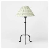 Metal Table Lamp with Pleated Plaid Shade Black - Threshold