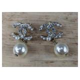 Brand New Pierced Earrings with Crystal Accents and Pearl Drops - Brand New