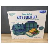 Bentgo Kids Snap & Go Leak-Proof Lunch Set, Insulated Bag, Shark Print - Brand New
