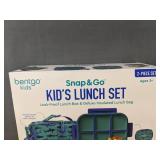 Bentgo Kids Snap & Go Leak-Proof Lunch Set, Insulated Bag, Shark Print - Brand New