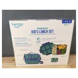 Bentgo Kids Snap & Go Leak-Proof Lunch Set, Insulated Bag, Shark Print - Brand New